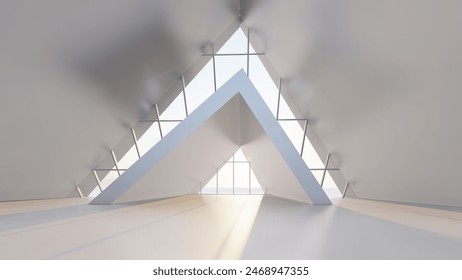 Architecture background geometric arched interior 3d render