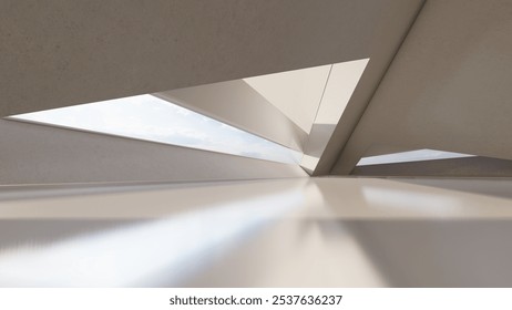Architecture background geometric arched interior 3d render