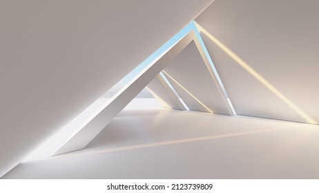 Architecture Background Triangular Arched Interior 3d Render