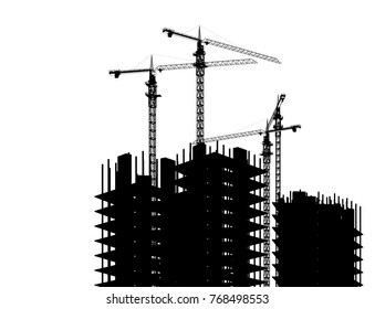 Architecture Building Construction 3d Illustration Stock Illustration ...