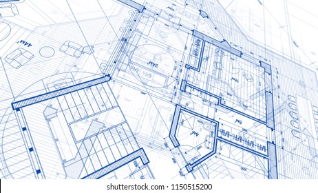 Architecture Design Blueprint Plan Illustration Plan Stock Illustration ...