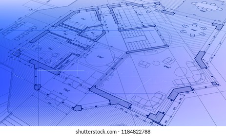 Architecture Design Blueprint Plan Illustration Plan Stock Illustration ...