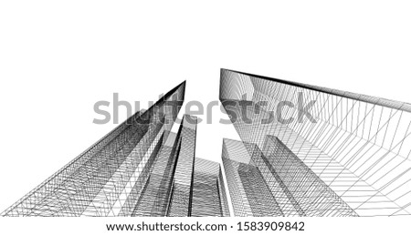 Similar – low angle shot of modern buildings lit up at night