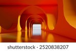 Architecture interior background arched pass with red carpet 3d render