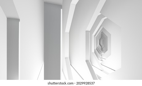Architecture interior background geometric arched passway 3d render