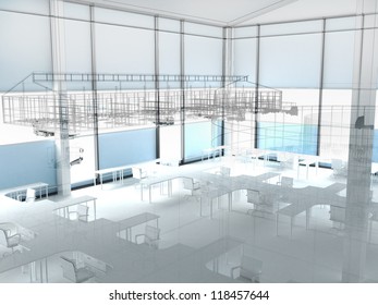Architecture visualization of plant with offices and fabrication places