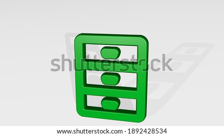 archive locker 3D icon casting shadow, 3D illustration