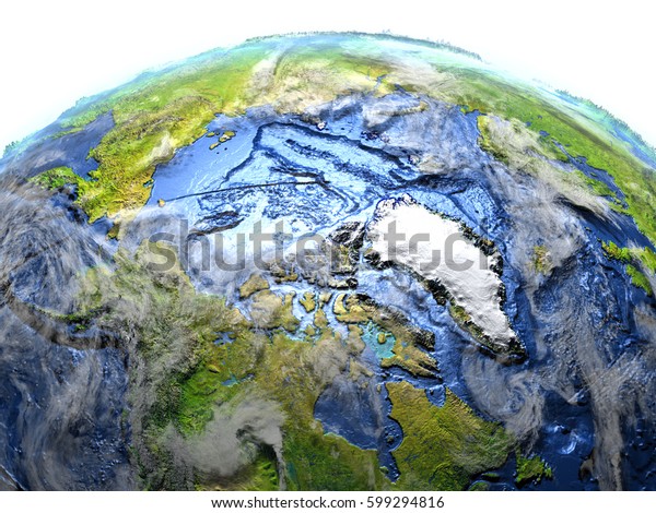 Arctic Ocean On 3d Model Earth Stock Illustration 599294816