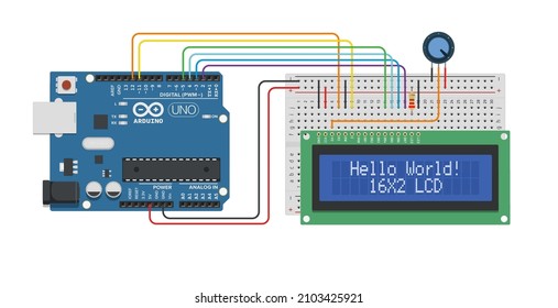 Arduino coding 16x2 lcd screen circuit