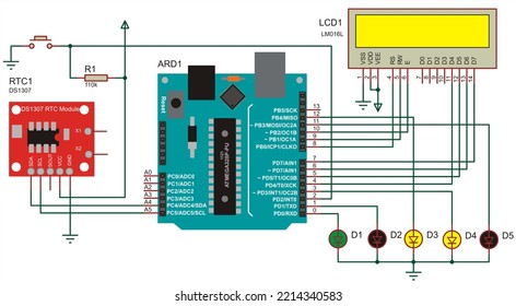 Arduino Uno Scheme Processing Button Presses Stock Illustration ...