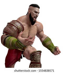 Ares The Greek God Of War In Anger, 3d Illustration