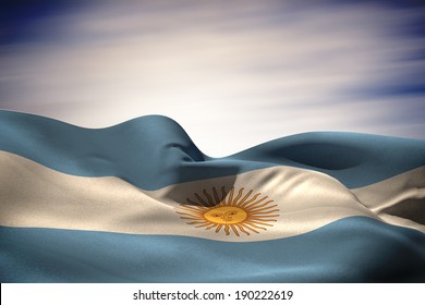 Argentina Flag Waving Against Blue Cloudy Sky