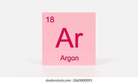 Argon Element 3D Render - Periodic Table Box with Atomic Number 18, Scientific Education, Chemistry Classroom, Modern Science Poster, and Laboratory Wall Art