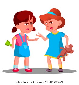 Two Children Quarrel Over Toy Vector Stock Vector (Royalty Free) 1194952150