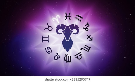 Aries zodiac horoscope astrology sign 3D illustration