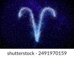 Aries zodiac sign made of stars on night sky