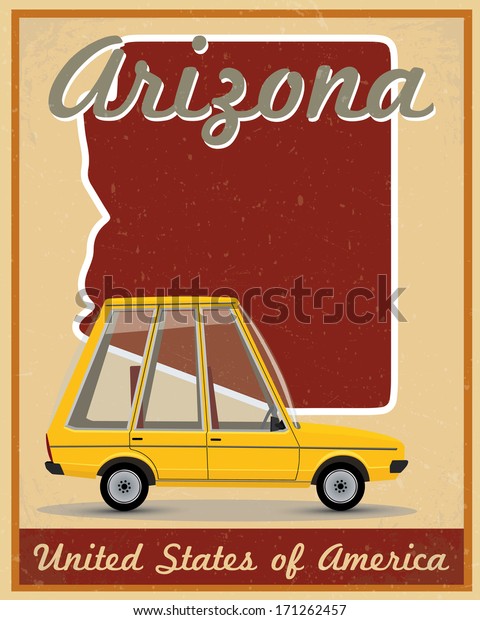 Arizona road trip vintage\
poster