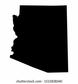 Arizona State Dark Silhouette Map Isolated On White Background