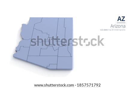 Arizona State Map 3d. State 3D rendering set in the United States.