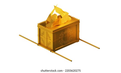 Ark Of The Covenant, Moses Sanctuary In The Wilderness Of The Old Testament 3d Rendering Religious Illustration White Background