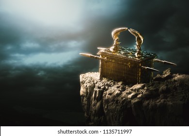 Ark of the covenant at the top of a mountain/ 3D Rendering