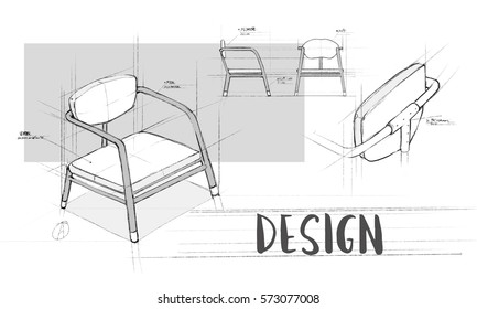 Armchair Furniture Sketch Plan Draft