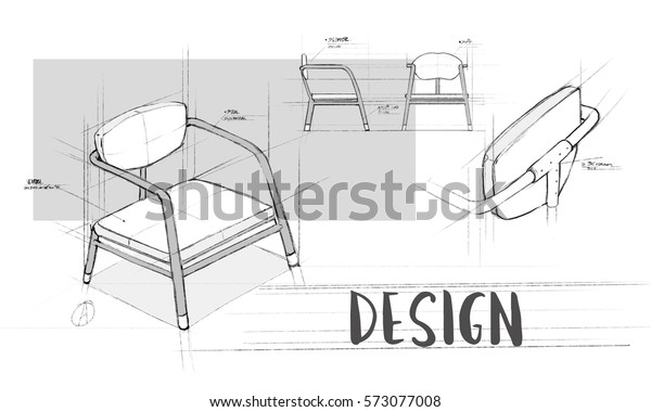 肘掛け椅子の家具スケッチ平面図 のイラスト素材