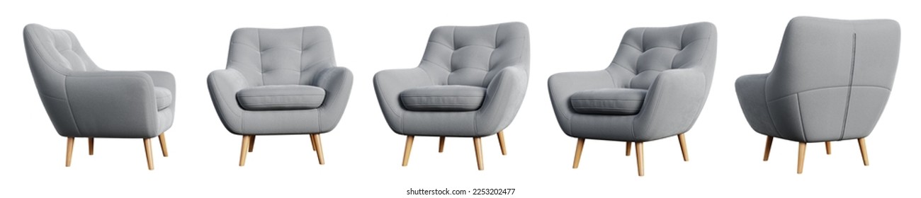 Armchair set isolated on white background. 3D render. 3D illustration.