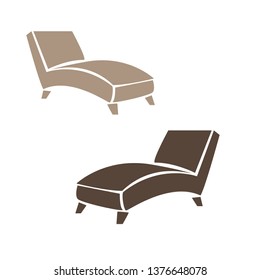 Armchairs. Lounge Chair, Brown Recliner Chair Isolated On White Background, Psychiatrist Chair, Furniture For Relaxing. 