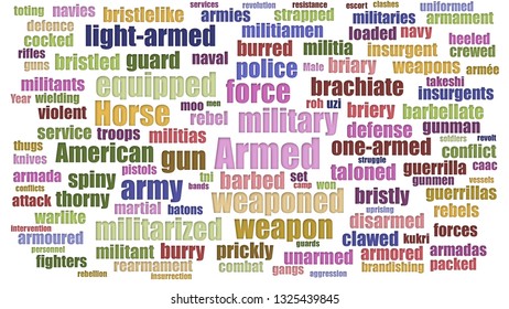 Armed Tagcloud In Rows Isolated