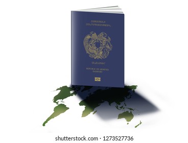 Armenia Armenian Passport On World Map Illustration
