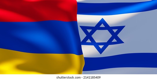 Armenia And Israel Flags. Armenia Flag Israel Flag. 3D Work And 3D Image