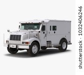 Armored Cash Transport on white. 3D illustration, clipping path