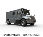 Armored cash transport truck - blue silver - 3D Illustration