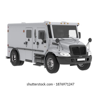 Armored truck isolated on grey background. 3d rendering - illustration