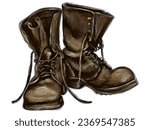 army boots watercolor military soldier