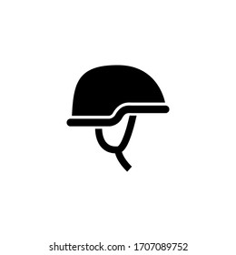 Army Helmet And Protective Gear Glyph Icon Isolated On White. Military Headgear Of Soldier. Uniform Hat Element Of Swat Or Police