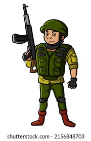 Army Standing Holding Weapon Illustration Stock Illustration 2156848703 ...