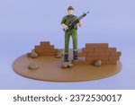 army training 3d illustration. Military training in the camp. 3d illustration
