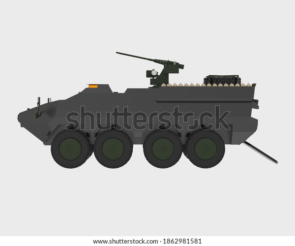 Army vehicle isolated on grey background. 3d\
rendering -\
illustration