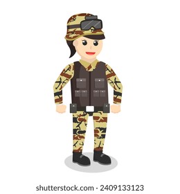 army woman with pose standing design character on white background - Powered by Shutterstock