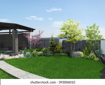 Arrangement Patio Living Space, 3d Render