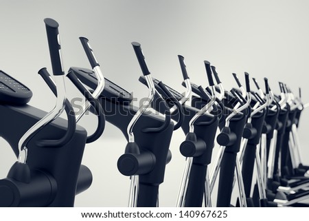 An array of isolated crosstrainers on a white background. Perfect for any fitness, training or athletic related purposes.