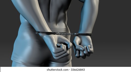 Arrested Man Handcuffs Hands Behind Back Stock Illustration 336626843 Shutterstock