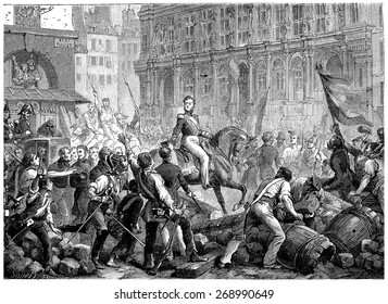 Arrival Of The Duke Of Orleans At The Hotel De Ville, Vintage Engraved Illustration. History Of France - 1885 