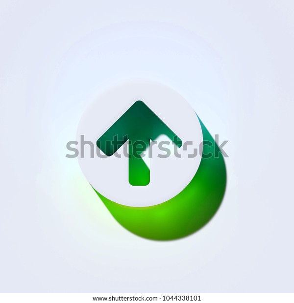Arrow Circle Up Icon on the Aqua Wall. 3D\
Illustration of White Arrow, Circle, Send, Top, Up, Upload Icons\
With Aqua and Green\
Shadows.