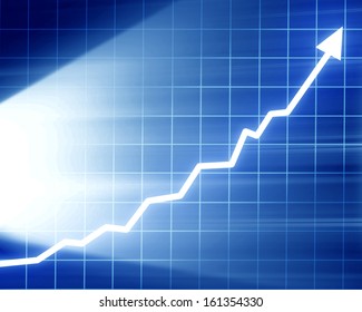 Arrow Graph Going Up On A Dark Blue Background