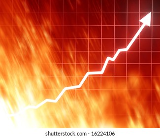 Arrow Graph Going Up On A Fire Like Background