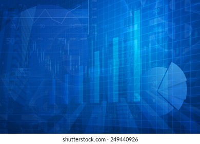 Arrow Head With Financial Chart And Graphs On City Background, Blue Tone