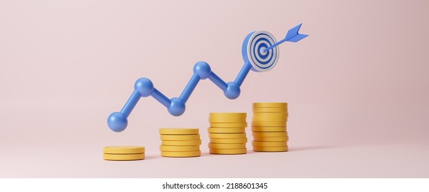 Arrow hit the center of dartboard and money, financial and Investment goals concept on pink background. Financial increase goal, wealth management and investment plan to achieve target. 3d rendering - Powered by Shutterstock